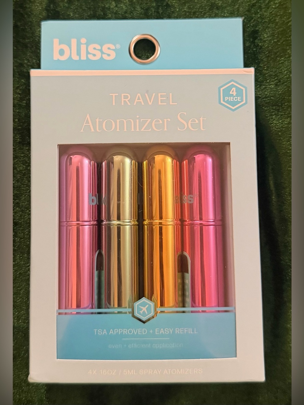 Bliss Metallic Pink, Gold & Orange Travel Atomizer Set